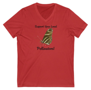 zebra longwing support your local pollinators v-neck tee
